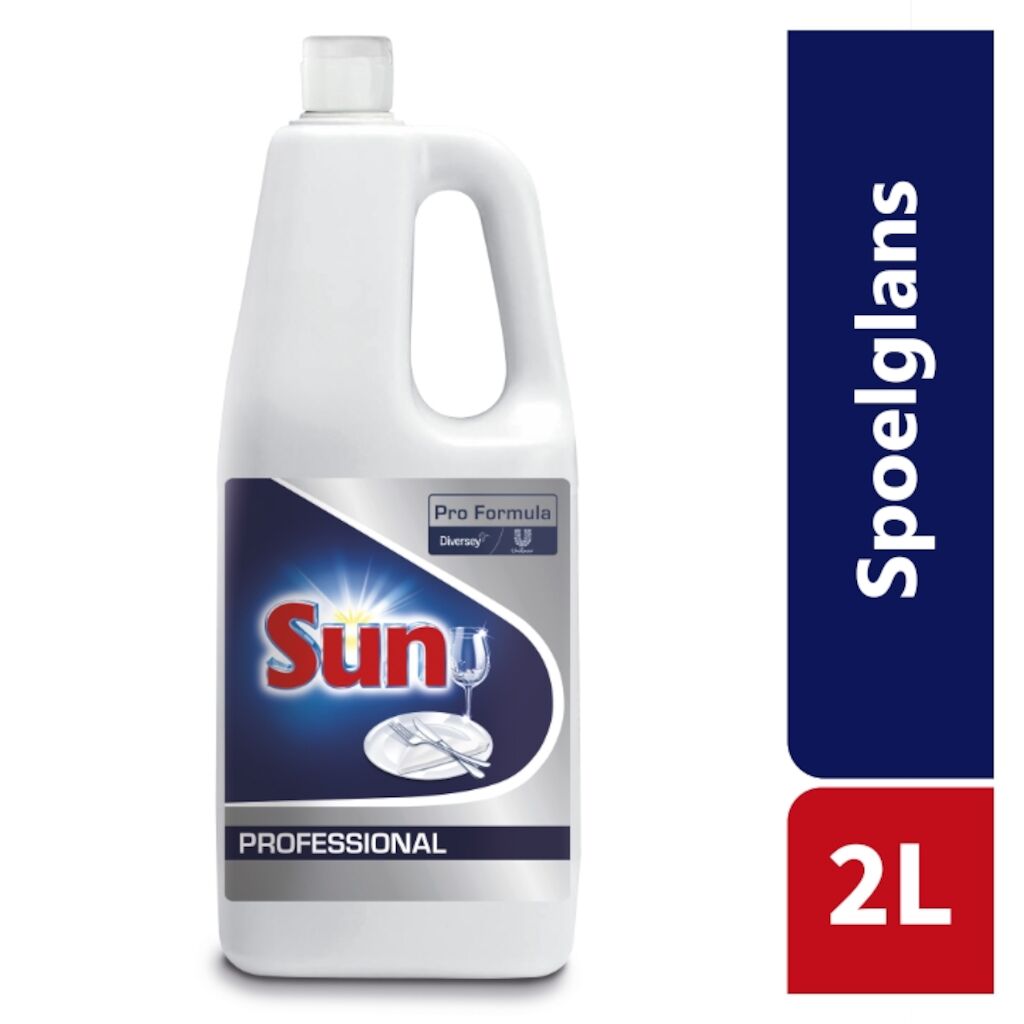 Sun Pro Formula Spoelglans 6x2L - Spoelglansmiddel, geschikt voor huishoudelijke afwasmachines.